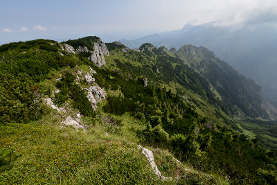 W view from Kominiarski Peak 1829m along Raptawicka Ridge towards Giewont 1894m, Tatra NP