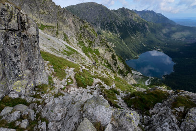 Looking back towards Morskie Oko Lake 1395m from the ascend to Kazalnica, Tatra NP