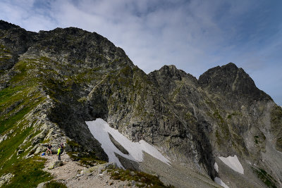 View towards all 3 Mieguszowskie Peaks 2438m from Kazalnica 2159m, Tatra NP