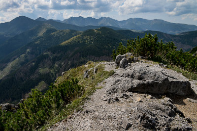 SW view from Bobrowiec 1663m towards West Tatras main ridge with Wolowiec 2064m on the left, Tatra NP