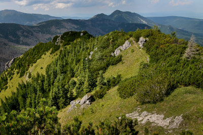 On the top crown of Bobrowiec 1663m, far behind Osobita 1687m, Tatra NP