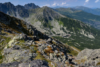 View towards Zolta Turnia 2087m from Koszysta ridge, far behind Swinica 2301m, Tatra NP