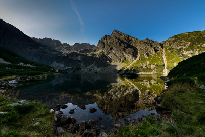 Looking towards Koscielec 2155m over Blake Lake Gasienicowy 1624m, Tatra NP