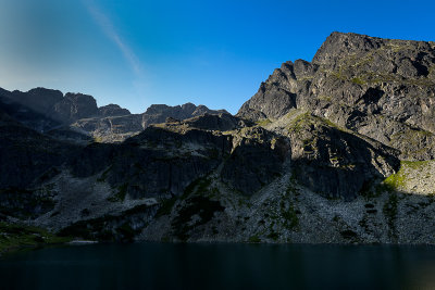 Close-up of Koscielec 2155m over Blake Lake Gasienicowy 1624m, Tatra NP