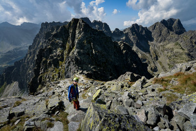 Alex, behind Posredni Granat Peak 2234m, further away Kozi Peak 2291m, far behind on the right Swinica 2301m, Tatra NP 