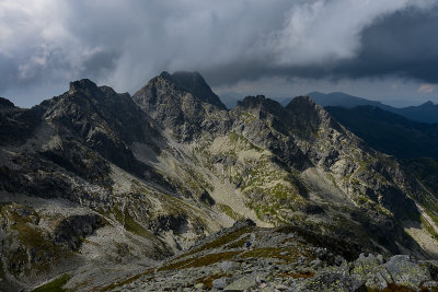 Looking towards Swinica 2301m from Zadni Granat Peak descent, Tatra NP