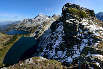 SE view along Kotelnica ridge 1990m with Black Polish Lake 1722m and Great Polish Lake 1664m in the bottom, Tatra NP