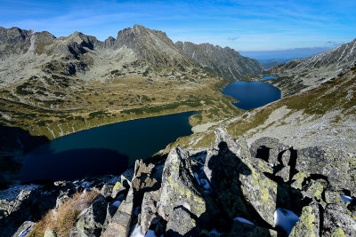 Looking down Five Polish Lakes Valley from Kotelnica ridge 1990m, Tatra NP