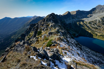 NW view along Kotelnica ridge 1990m from Black Pass 1969m with Black Polish Lake 1722m in the bottom, Tatra NP