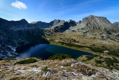 Looking down Black Polish Lake 1722m from the northern slopes of Liptowski Kostur, Tatra NP