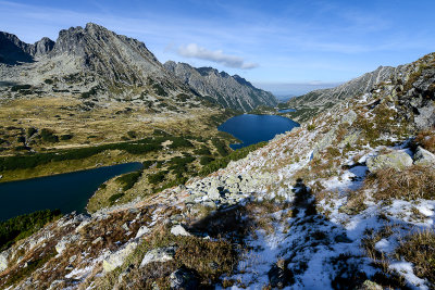 Looking down along Five Polish Lakes Valley from the northern slopes of Liptowski Kostur, Tatra NP