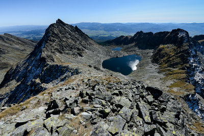 Looking down Furkotska Valley with Upper Wahlenberg Lake 2150m from the summit of Furkotsky Stit 2404m, Tatra NP