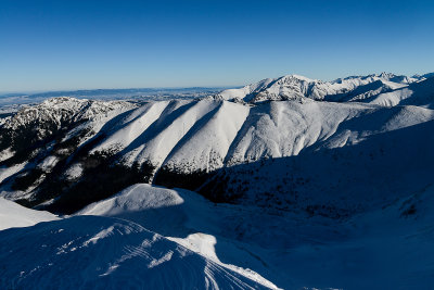 View towards Ornak 1854m over Starorobocianska Valley from Konczysty Peak 2002m, Tatra NP
