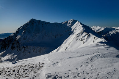 View from Konczysty Peak 2002m towards Jakubina 2194m and Jarzabczy Peak 2137m on the right, Tatra NP
