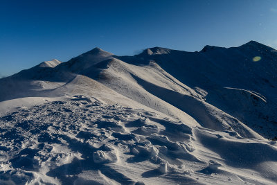West Tatras from Bystra 2248m on the left to Jarzabczy Peak 2137m on the right, view from Trzydniowianski Peak 1758m, Tatra NP