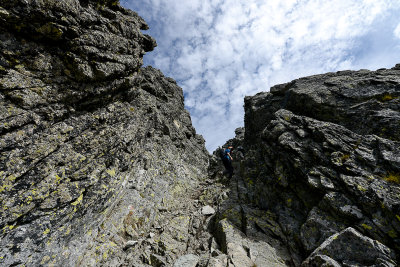 In the couloir leading to the S ridge of Small Ice Peak