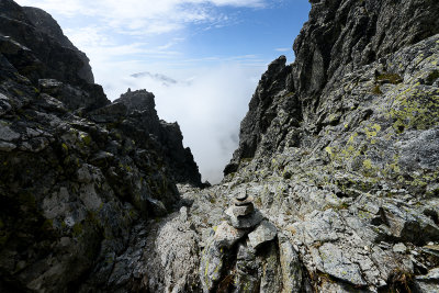 In the couloir leading to the S ridge of Small Ice Peak