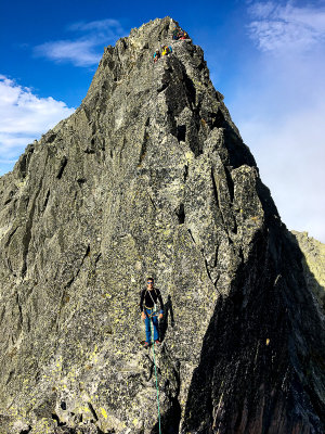 Kamil on Ice Ridge, behind the summit of Ice Peak