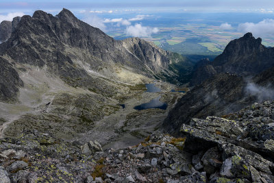 Looking down Five Spiš Lakes Valley from the summit of Ice Peak