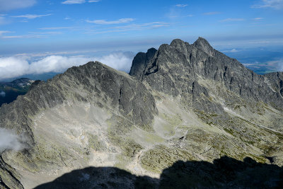 Baranie Rohy and on the right Pysny Peak and Lomnicky Peak seen from Ice Peak N ridge