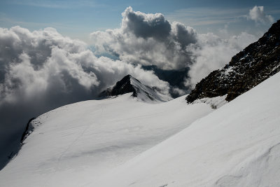 Looking down the descend route on Felik glacier