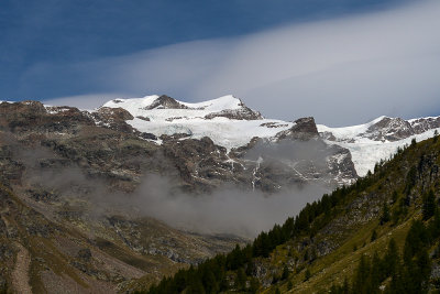 View of Lyskamm ridge from Stafal village