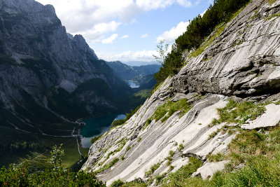 Looking down the Gosau lakes from the ascend, Dachstein