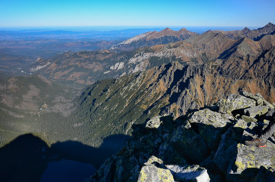 Looking Down Morskie Oko Lake and Fish Brook Valley from the summit of Velky Mengusovsky tt 2438m