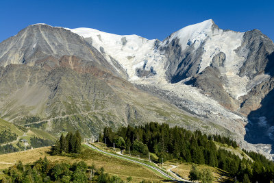 Col de Voza, from left Aiguille du Goter 3863m, Dme du Goter 4304m, Aiguille de Bionnassay 4052m