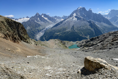 On the way to Col du Belvédère, far behind on the left Glacier d'Argentière, on the right Aiguille Verte 4121m