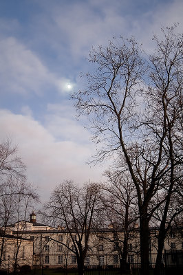Moon Among Sunset Clouds