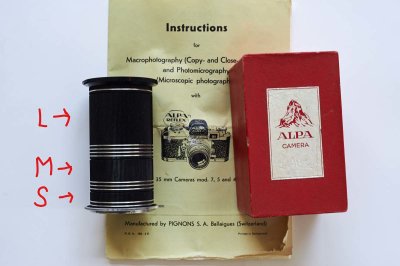 Tubes for ALPA mount lens/camera