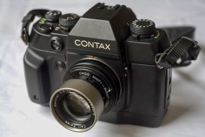 Contax AX with modified G-Sonnar 90mm F2.8