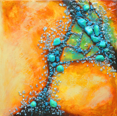 Orange and Turquoise Abstract