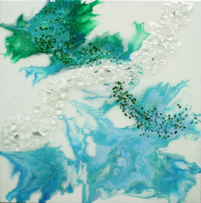Turquoise and Green Abstract