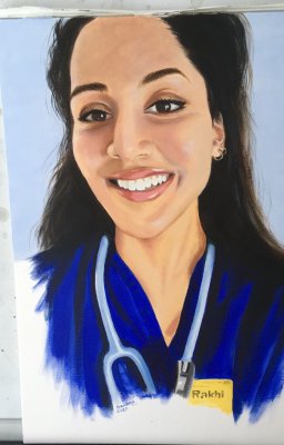 Oil portrait of a junior doctor for NHS Heroes 