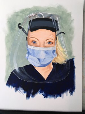 Oil portrait of a midwife for NHS Heroes 