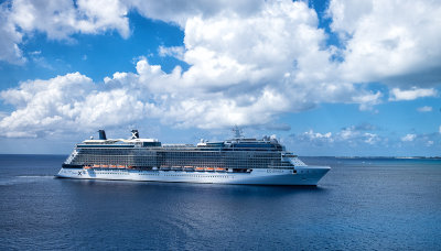 We watched the Celebrity Equinox drop anchor at Grand Cayman island
