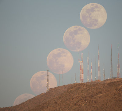 Moonrise Over South Mountain Towers -- May 7, 2020