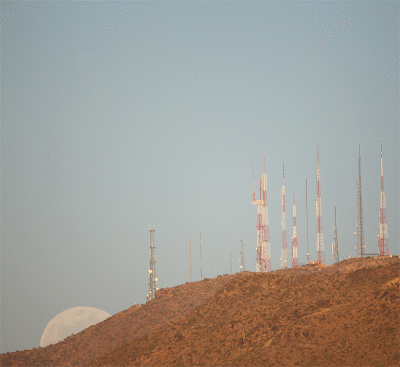 Full Moon Rising Behind South Mountain Radio Towers