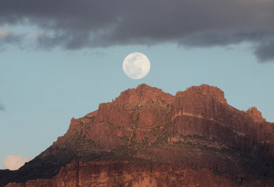 Superstition Mountains - Full Moonrise - Wide
