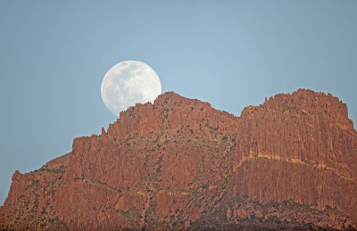 Superstition Mountains - Full Moonrise - Telephoto