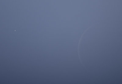 Waning Crescent Moon Approaching Venus During Daytime