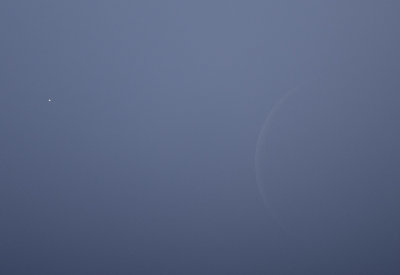 Waning Crescent Moon Approaching Venus During Daytime