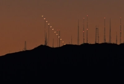 Crescent Venus Setting Behind South Mountain Radio Towers