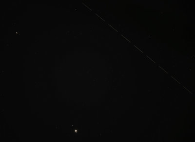 Jupiter and Saturn with Space Station Flyby