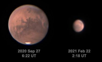 Mars: 9/27/20 and 2/22/21