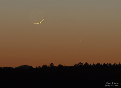 Moon and Venus over west edge of Lower Lake Mary