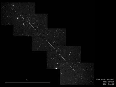 Fast-moving near-earth asteroid frames stitched