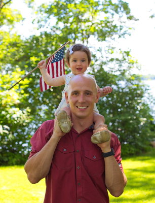 Jeff and Lucy Flag Waving on the 4th of July